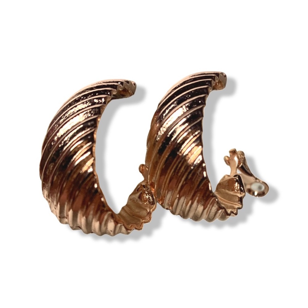 Rose Gold Crinkle Hoop Earrings